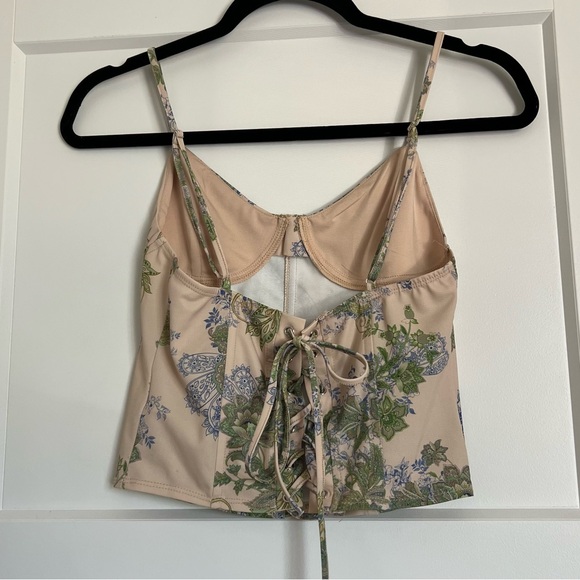 Edikted Corset Style Floral Tank Top | Size Medium - Picture 3 of 6